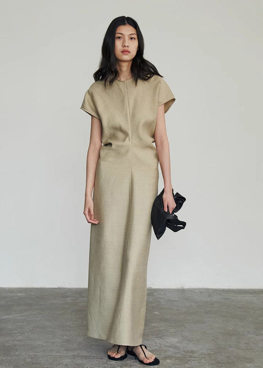 Sandstone Grace - Structured Cap Sleeve Maxi Dress