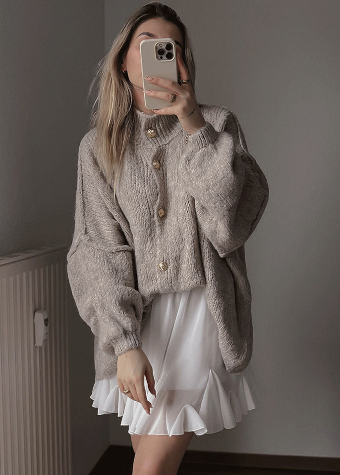 Elora – Oversized Button Front Knit Cardigan