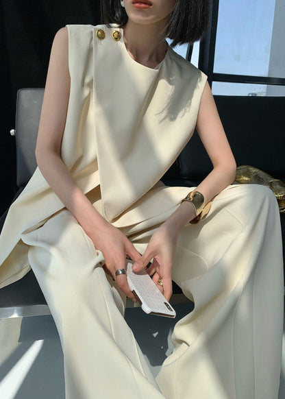 Sculpted Edge Asymmetrical Top & Wide-Leg Pants Set