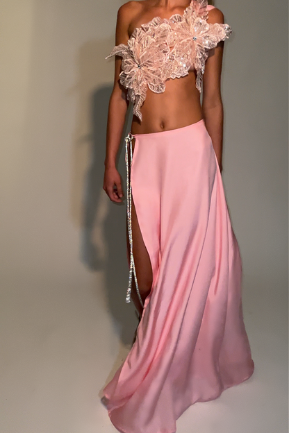 Barbara Embroidered Floral Tube Top & Skirt Set