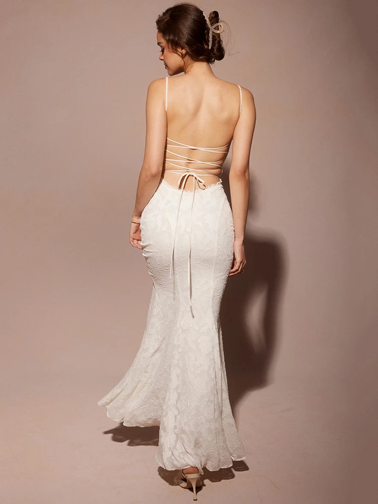 -Women&#8217;s Sexy Sleeveless Lace Patchwork Backless Bodycon Maxi Dress, Elegant Party Club Evening Dress,  Summer