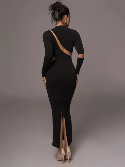 -Women&#8217;s Split Long Sleeve Midi Dress, Sexy Hollow Out, Split, Irregular, Irregular, Party, Club, Evening