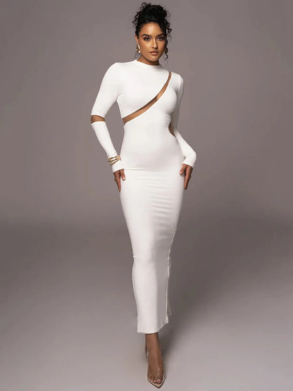 -Women&#8217;s Split Long Sleeve Midi Dress, Sexy Hollow Out, Split, Irregular, Irregular, Party, Club, Evening