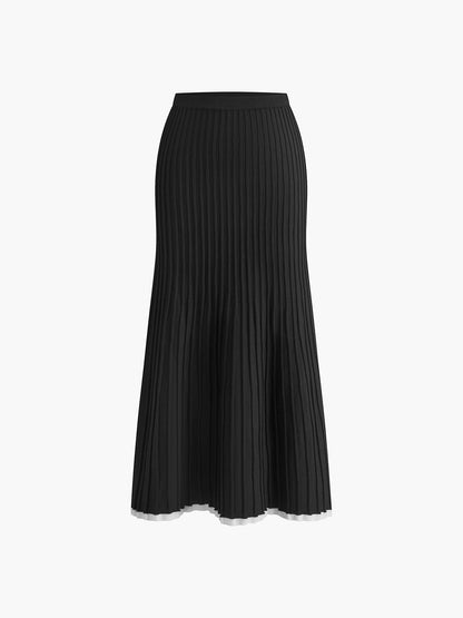 Monaco Set - Ribbed Knit Crop Top & Pleated Midi Skirt