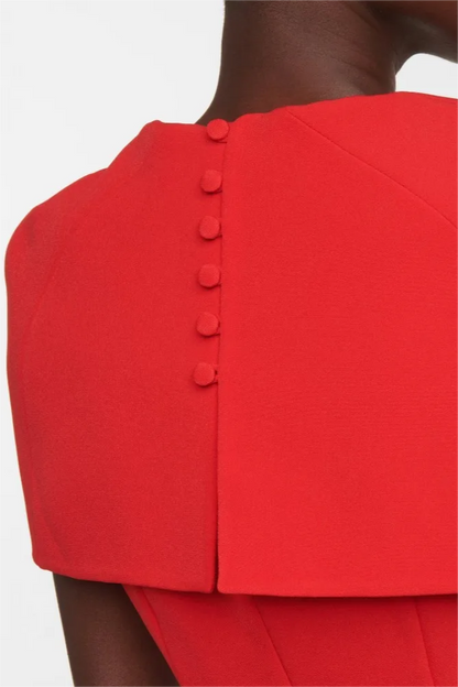 Vestido midi chal con cuello en V liso 