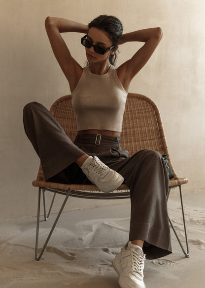 Sculpted Ease - Ribbed Knit Sleeveless Tank