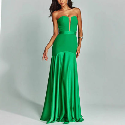 Vestido informal de fiesta sin mangas con costuras en el pecho para mujer