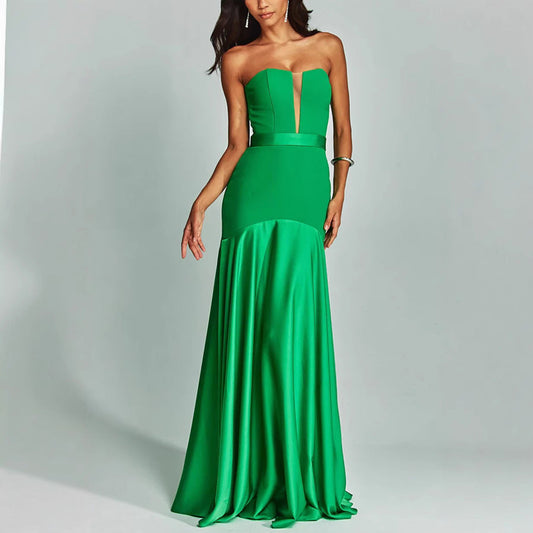 Vestido informal de fiesta sin mangas con costuras en el pecho para mujer