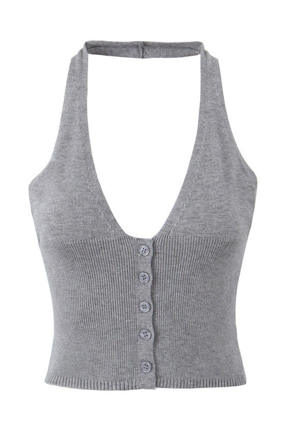Halter Vest Three-piece Knitted Set