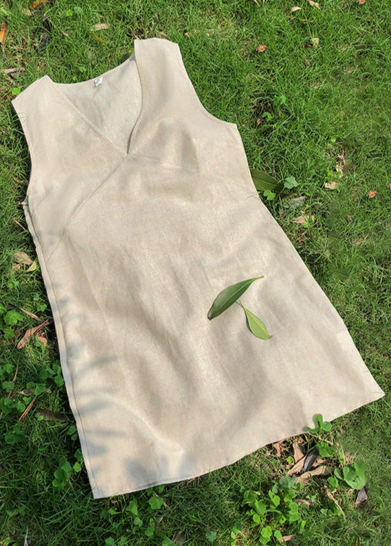 Sienna Trace - Deep V Linen Mini Dress