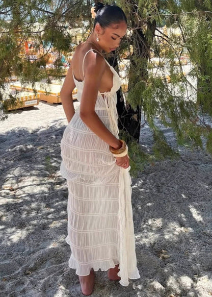 Serena - Pleated Spaghetti Strap Maxi Dress