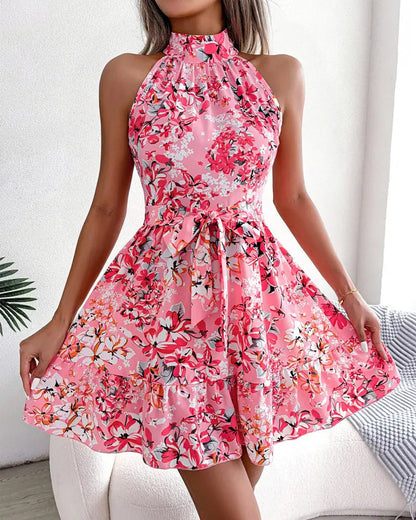 Vestido sin mangas con estampado de princesa dulce para mujer
