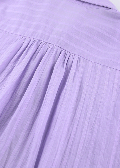 Lilac Drift - Striped Cotton Shirt and Shorts Set