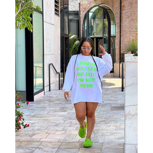 Ropa para mujer, artículos casuales, camiseta con estampado de letras de doble cara, vestido