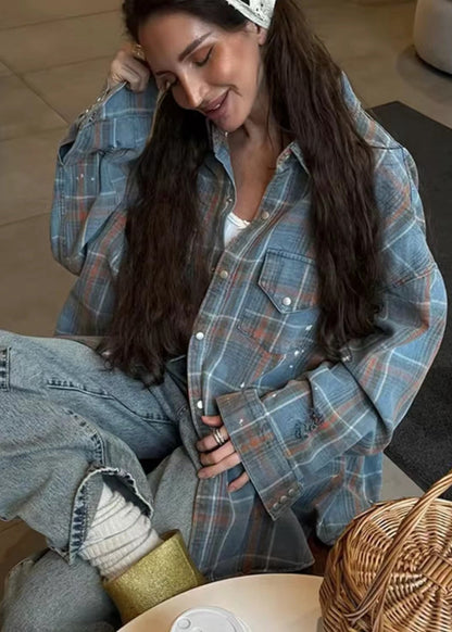 Oversized Plaid Button-Up Shirt