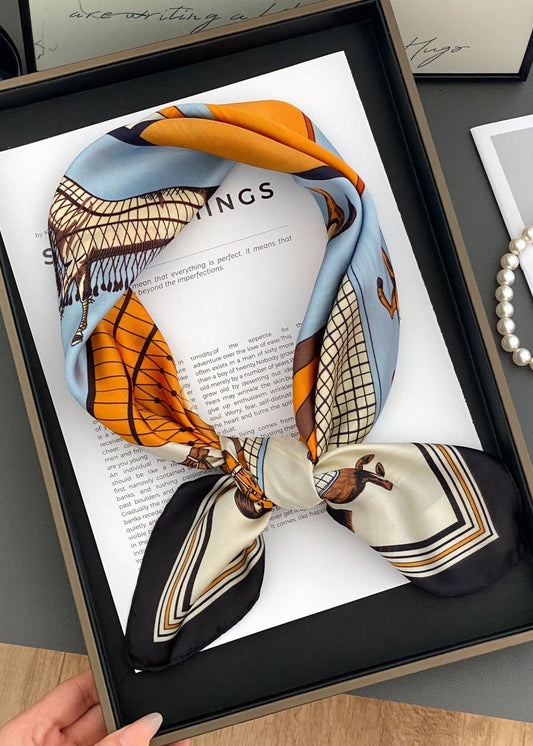 Equestra - Vintage Horse Print Satin Scarf