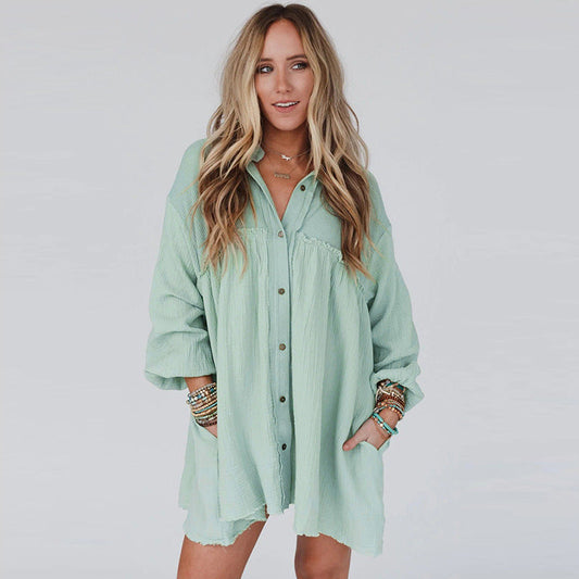 Vestido plisado de manga larga con retazos finos de principios de otoño para mujer, vestido informal de cintura alta hasta la rodilla, vestido corto para mujer