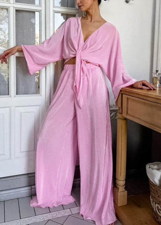Serena - Pleated Wide-Leg Lounge Set