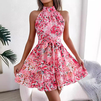 Vestido sin mangas con estampado de princesa dulce para mujer