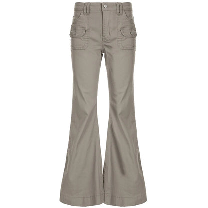 Pantalones acampanados sencillos y ajustados para mujer, alta moda, estilo informal inglés, vaqueros básicos combinables, ropa clásica.