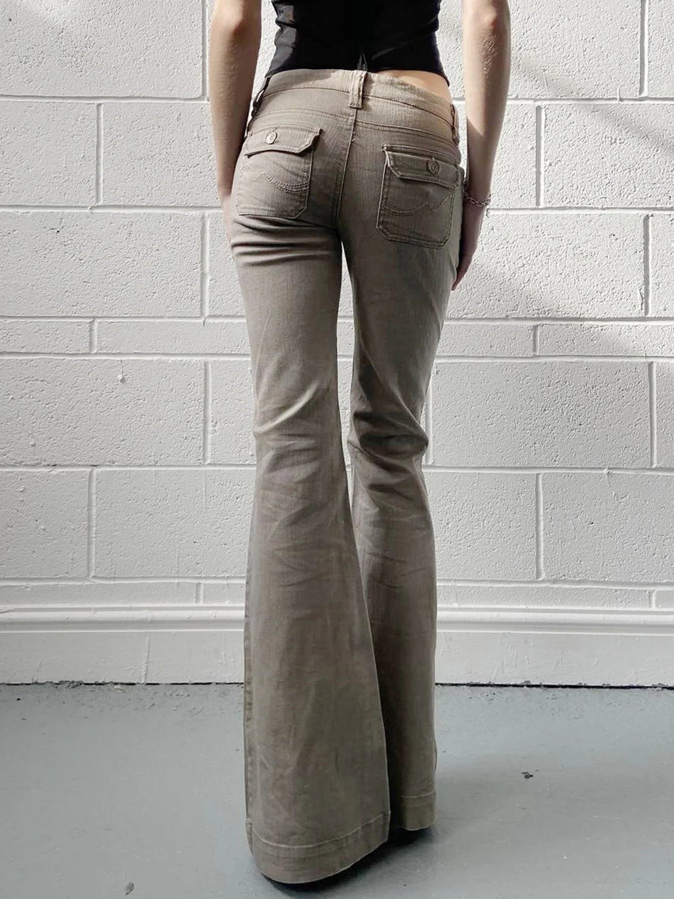 Pantalones acampanados sencillos y ajustados para mujer, alta moda, estilo informal inglés, vaqueros básicos combinables, ropa clásica.