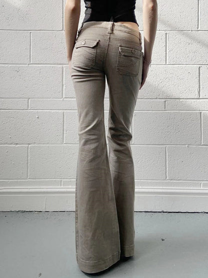 Pantalones acampanados sencillos y ajustados para mujer, alta moda, estilo informal inglés, vaqueros básicos combinables, ropa clásica.