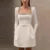 Vestido de terciopelo con cuello cuadrado y cuentas de manga larga para mujer, cintura alta, corte en A, para fiesta, Navidad y noche, nuevo