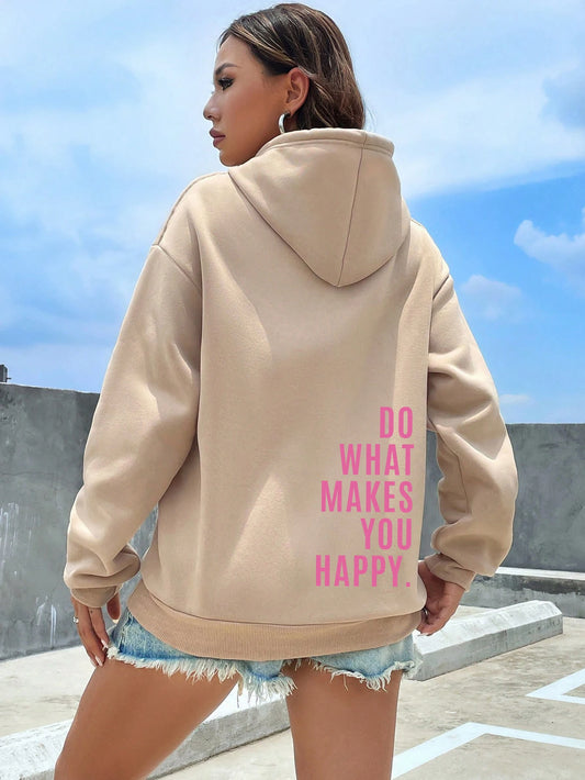 Sudadera con capucha para mujer, con letras rosas, estilo hip hop, estilo urbano, informal, combinable, con personalidad