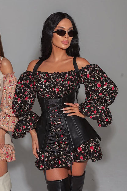 Vestido mini con corsé y estampado floral de Emma 