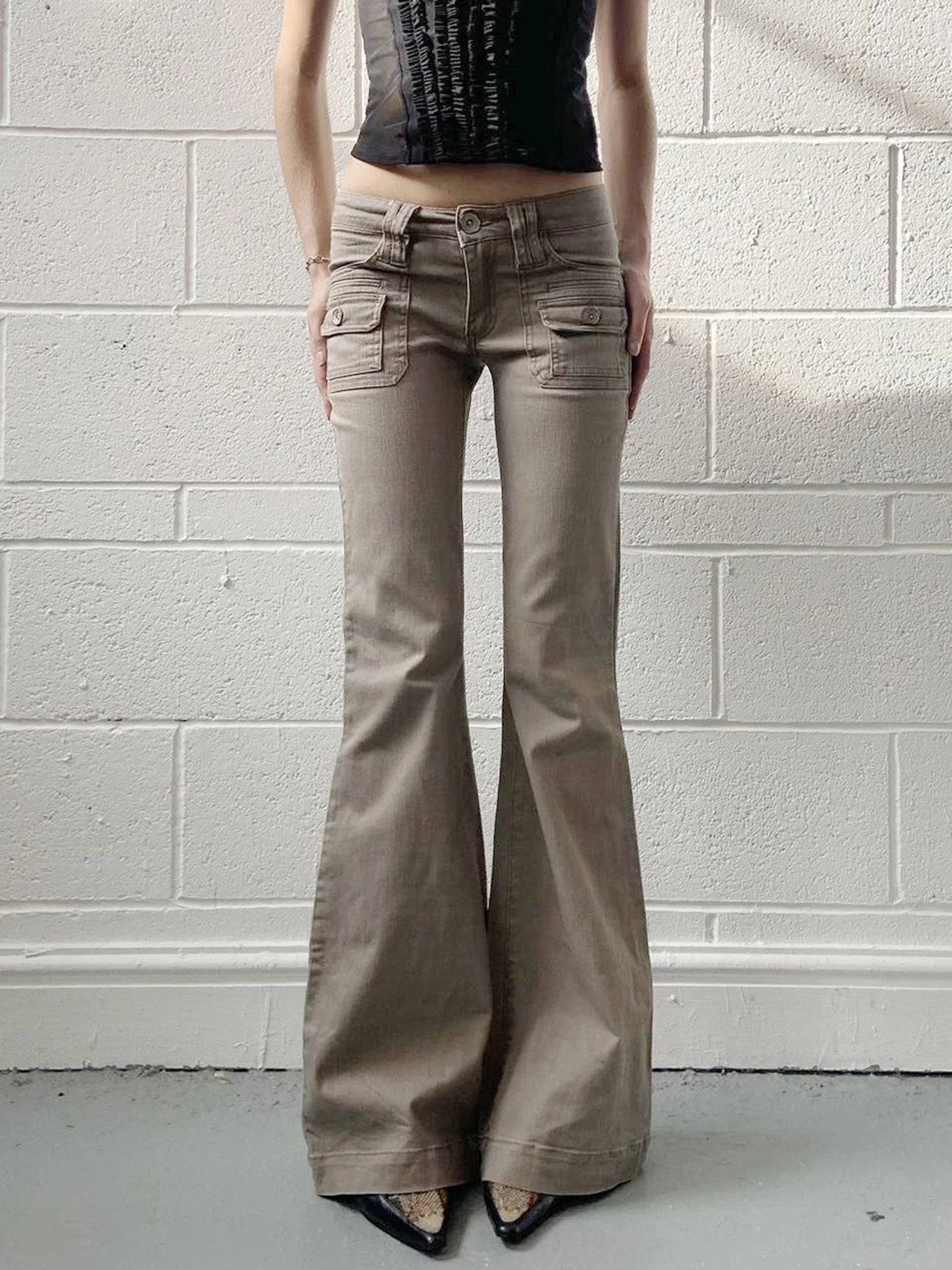 Pantalones acampanados sencillos y ajustados para mujer, alta moda, estilo informal inglés, vaqueros básicos combinables, ropa clásica.