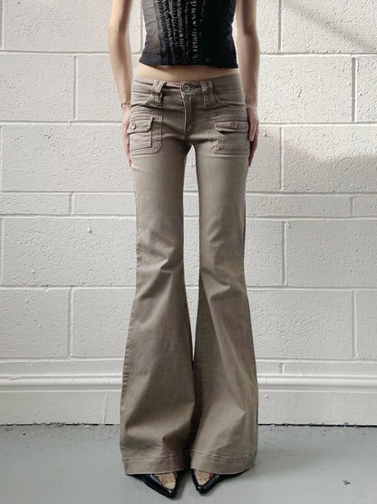 Pantalones acampanados sencillos y ajustados para mujer, alta moda, estilo informal inglés, vaqueros básicos combinables, ropa clásica.