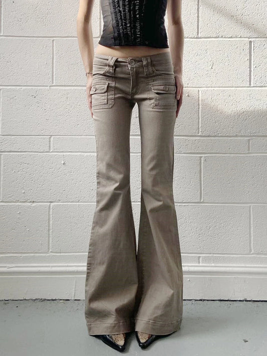 Pantalones acampanados sencillos y ajustados para mujer, alta moda, estilo informal inglés, vaqueros básicos combinables, ropa clásica.
