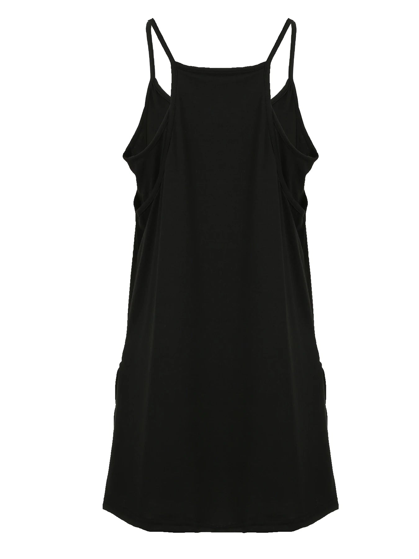 Mono negro liso de dos capas con pierna ancha para mujer, informal, holgado, sin mangas, para vacaciones de verano