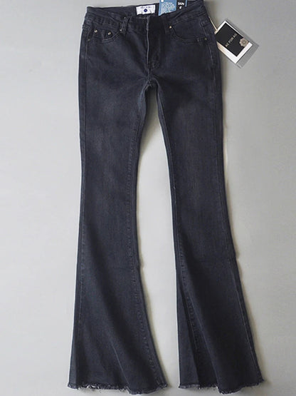 Vaqueros azules retro de cintura baja para mujer 2025, pantalones ajustados acampanados, vaqueros básicos ajustados de verano para mujer, vaqueros casuales de calle para mujer