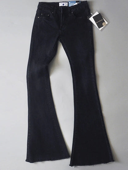 Vaqueros azules retro de cintura baja para mujer 2025, pantalones ajustados acampanados, vaqueros básicos ajustados de verano para mujer, vaqueros casuales de calle para mujer
