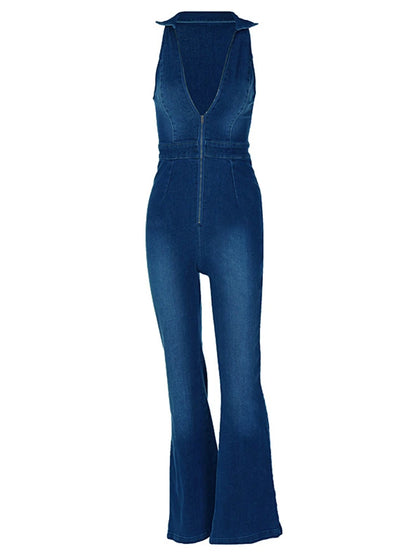 Mono vaquero Y2k para mujer 2025, nuevo, cuello en V, sin mangas, ajustado, monos, monos, ropa de calle, conjuntos de una pieza, vaqueros