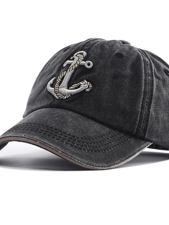 Embroidery Baseball Cap for Women Men Cowboy Washed Cloth Anchor Adult Unisex Casual Dad Hat Trucker Snapback Outdoor Sunscreen Cap for Women
