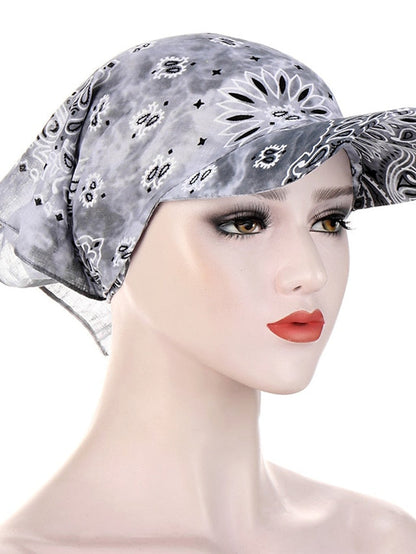 Women Bandana Scarf Cap Sunscreen Hedging Cap Printed Brim Baseball Cap Colorful Sunshade Hooded Scarf Headpiece Headscarf Baseball Hat for Women