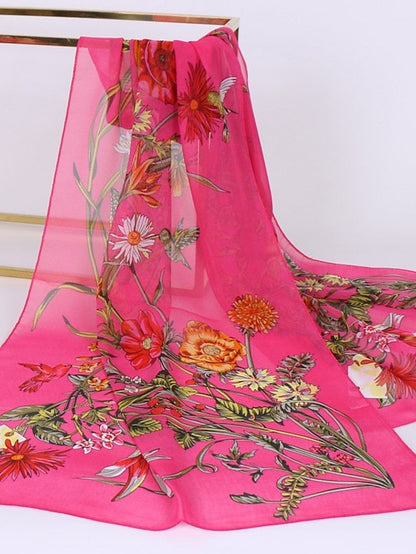 Scarves Shawl Gift Daily Holiday Flowers Chiffon Vacation Bohemia Sunscreen Outdoor Casual / Daily 1 PC for Women
