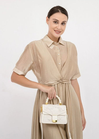 Roselle - Lace-Embellished Mini Top-Handle Bag with Scarf Detail