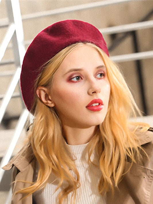 Hat Beret Hat Winter Hats Green Black Purple Outdoor Street Dailywear Knit Pure Color Comfort Warm Breathable for Women