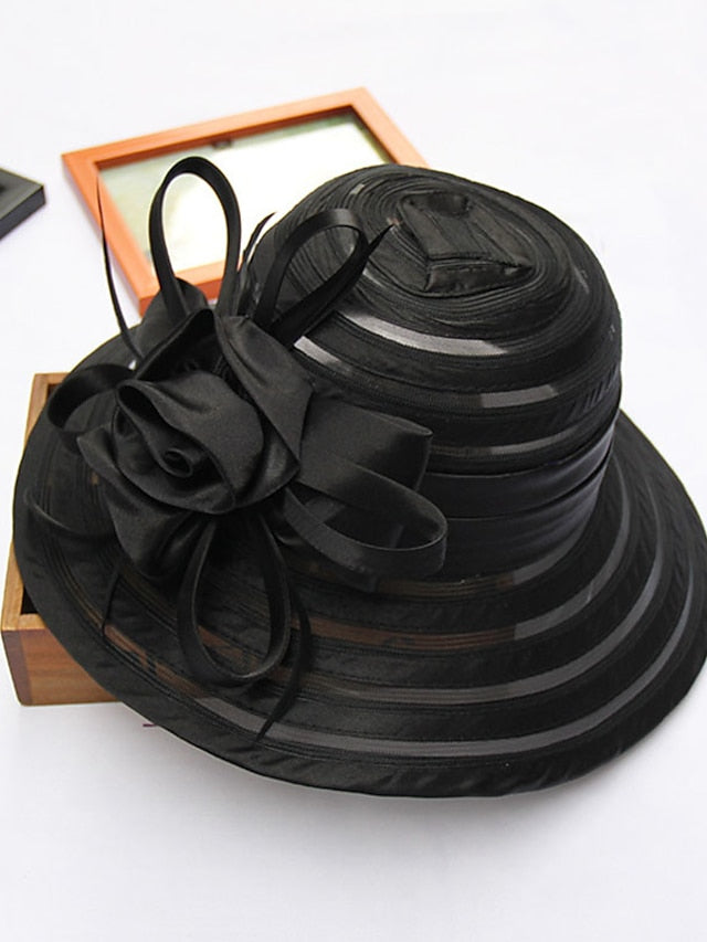 Party Hat Party Wedding Street Ruffle Solid Color Black White Hat Yellow Red  Gray Fall Winter for Women