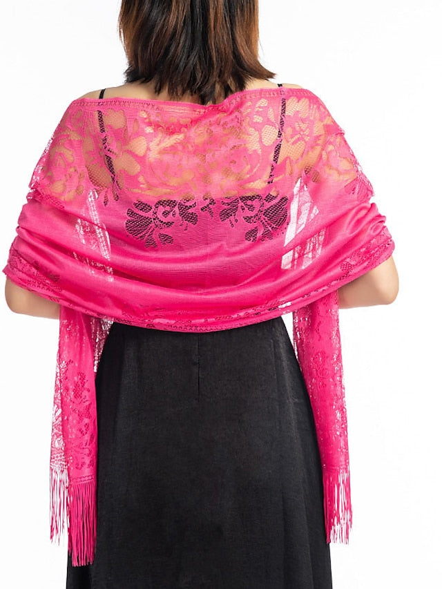 Shawls & Wraps Party Wedding Anniversary Camel Red Pink Scarf Flower / Fall / Winter / Spring / Summer / Polyester for Women