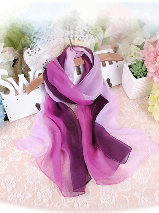 Chiffon Scarf Party Black Scarf Color Block Cute Red Blue Fall Spring for Women