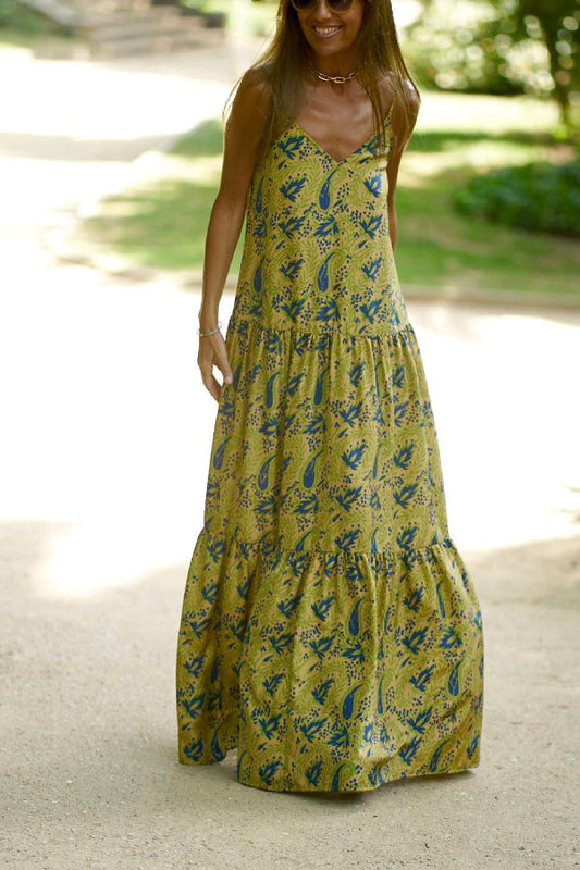 Vestido floral sin mangas 