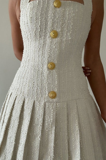 Minivestido de tweed con cuello halter de Christine 