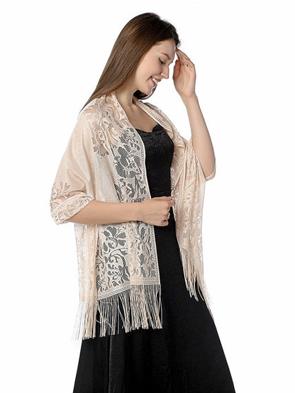 Shawls & Wraps Party Wedding Anniversary Camel Red Pink Scarf Flower / Fall / Winter / Spring / Summer / Polyester for Women