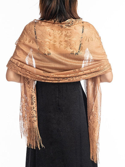 Shawls & Wraps Party Wedding Anniversary Camel Red Pink Scarf Flower / Fall / Winter / Spring / Summer / Polyester for Women
