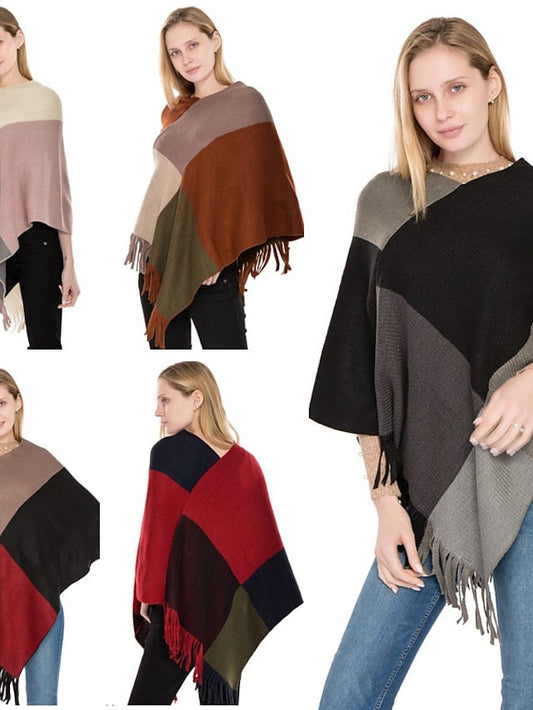 Shawl Wrap Poncho Ruana Cape Daily Holiday Cotton Polyester Casual Bohemia Warm 1 PC for Women
