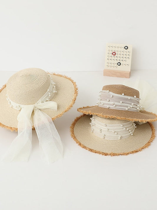 Sun Hat Straw Hat Holiday Straw Lace Vacation Beach Sunscreen Casual 1 pcs for Women